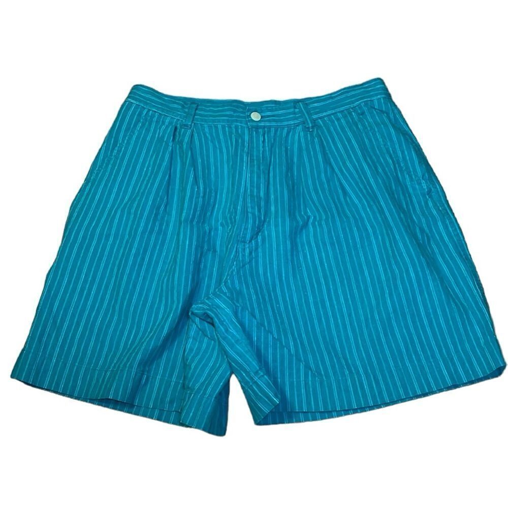 Preppy 90s Dockers Golf Shorts, Vintage Green Pin Stripes, 14